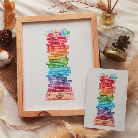 Rainbow Bookstack Print - Etsy