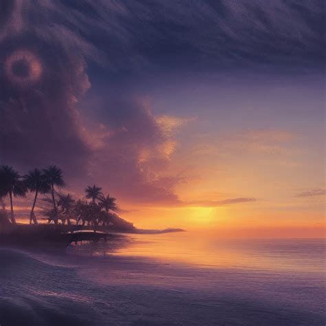 Calm and Beautiful Sunset at Dreamy Calm Beach · Creative Fabrica