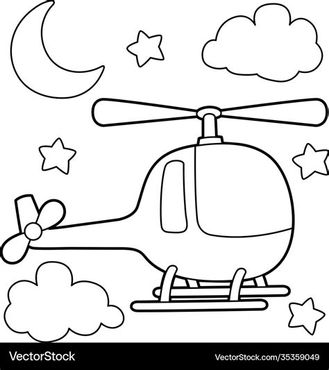 Helicopter coloring page Royalty Free Vector Image