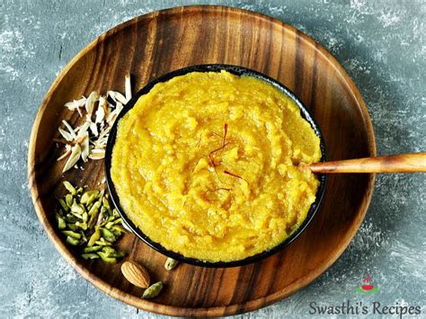 Badam halwa recipe (almond halwa) - Swasthi's Recipes