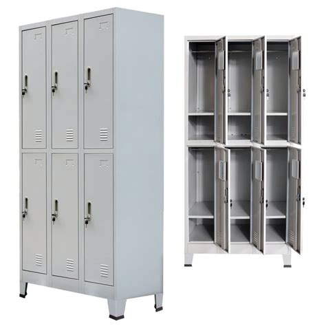 Armarios gabinete de casilleros con 6 Compartimentos 35.4x17.7x70.9 Pulgadas Puertas con Llave ...