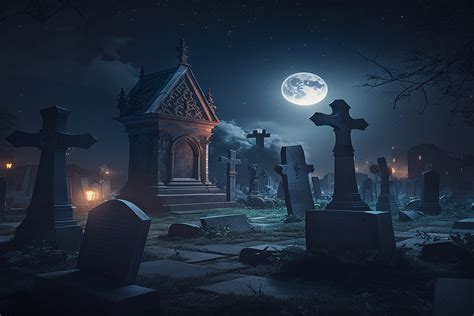 Halloween Graveyard at Moonlight Graphic by dreamclub270 · Creative Fabrica