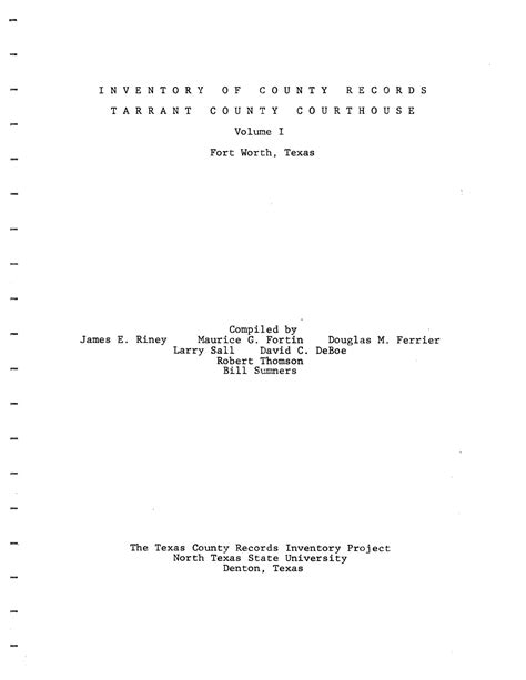 Inventory of county records, Tarrant County courthouse, Fort Worth ...