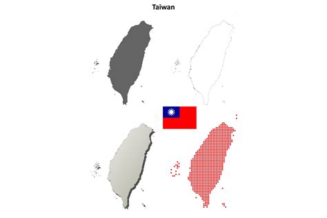 Taiwan Outline Map Set Graphic by davidzydd · Creative Fabrica