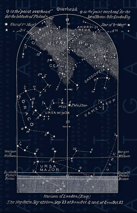 Northern Stars Map Of Summer. Northern Summer Constellations | Etsy