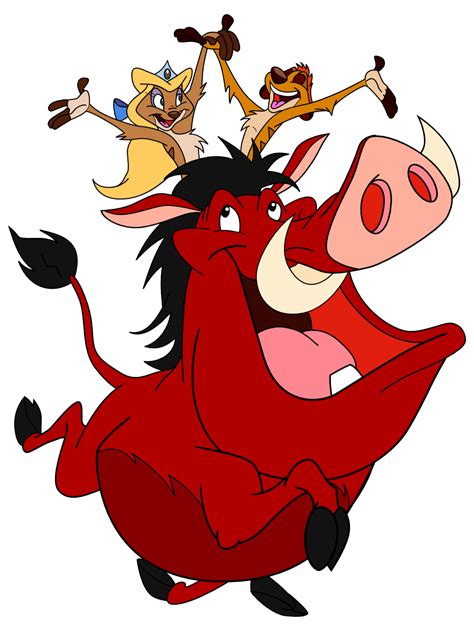 Timon and Tatiana riding on Pumbaa (vector) by DecaTilde on DeviantArt