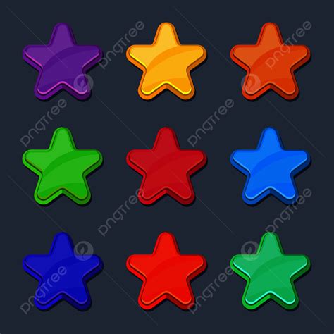 Vector Cartoon Color Glossy Stars, View, For, Ui PNG and Vector with ...