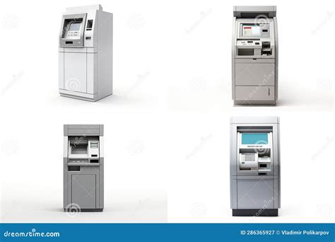 ATM Set Isolated on White Background Stock Image - Image of monitor, transaction: 286365927