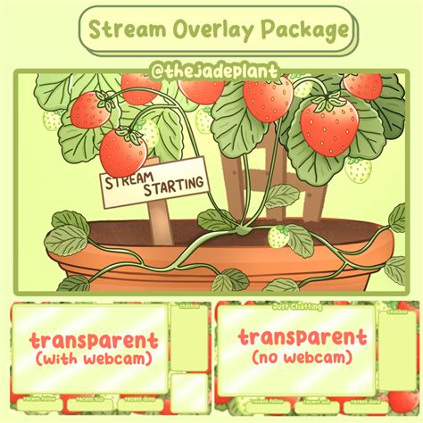 Strawberry Garden Stream Overlay Pack - STATIC OVERLAY - TheJadePlant's Ko-fi Shop - Ko-fi ️ ...