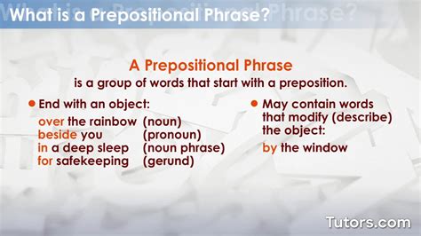 Prepositional Phrase Examples For Kids