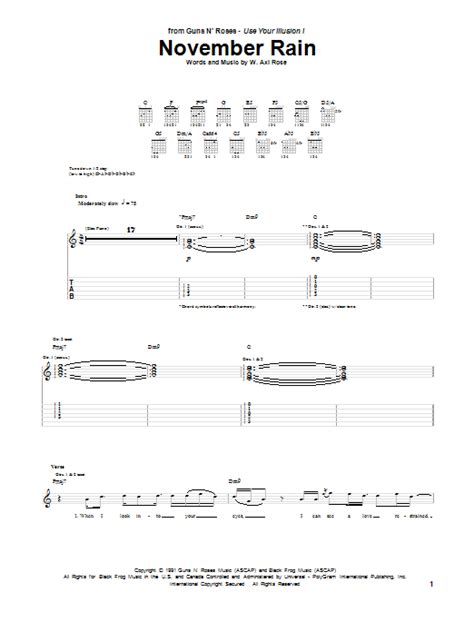 November Rain by Guns N' Roses - Guitar Tab - Guitar Instructor