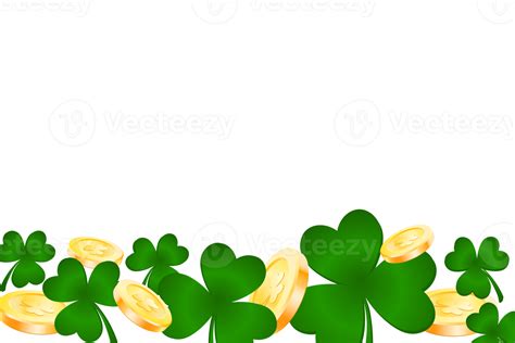 Cloverleaf with gold money on transparent background. St. Patrick's day ...