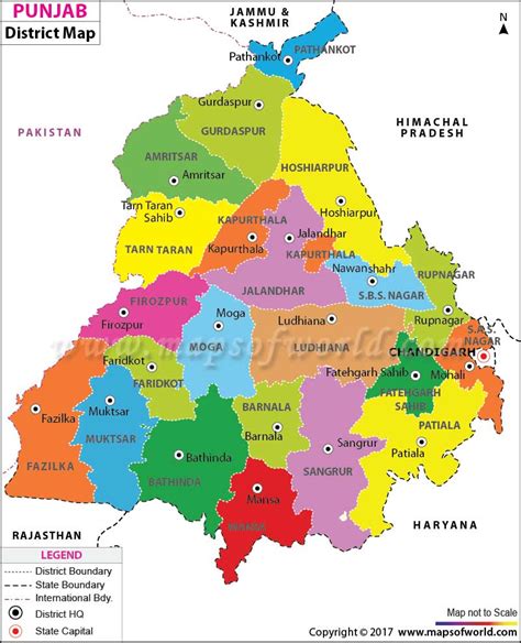 Punjab Map, Districts in Punjab