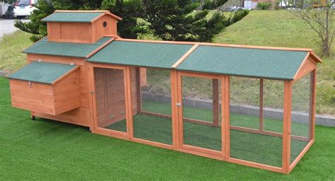 Omitree Deluxe Wood Chicken Coop Backyard Hen House 2-4 Chickens with Nesting Box Run Patio ...