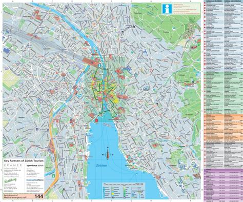 Large detailed tourist map of Zürich - Ontheworldmap.com