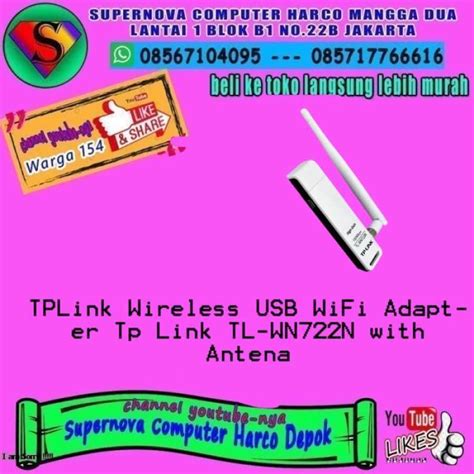 Promo TPLink Wireless USB WiFi Adapter Tp Link TL-WN722N with Antena Diskon 23% di Seller Carima ...