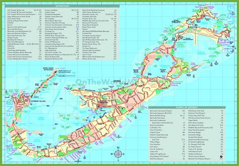 Travel map of Bermuda with attractions