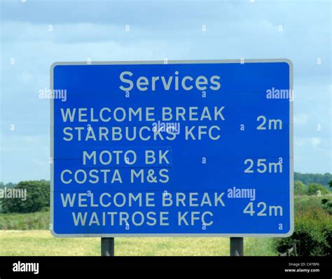 Blue Motorway Services Sign Stock Photo: 37042074 - Alamy