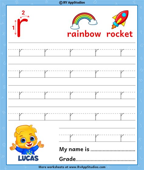 Lowercase Letter r Tracing Worksheets | Trace Small Letter r Worksheet