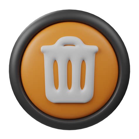 3d rendered delete button icon with orange color and black border for ...