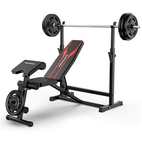 Adjustable Weight Bench, Olympic Workout Bench, Bench Press Set with Squat Rack and Bench, Leg ...