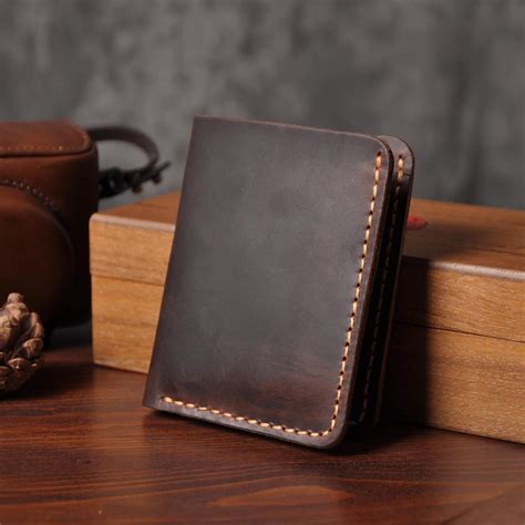 Handmade Leather Mens Cool Slim Leather Wallet Men Small Wallets Bifol ...