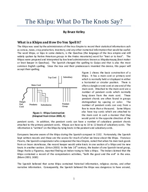 (PDF) The Khipu: What Do The Knots Say? What is a Khipu and How Do You Spell It | César Rafael ...