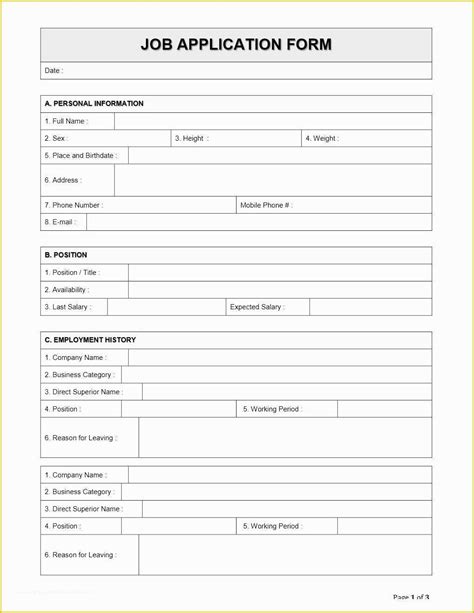 Free Microsoft Word Job Application Template Of Free Employment Application Template Pdf ...