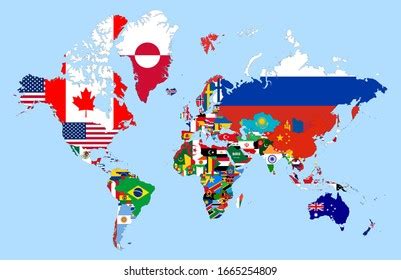 Detailed World Map Drawing Flags Within Stock Vector (Royalty Free) 1665254809 | Shutterstock