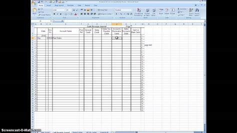 Using Excel to Journalize in the Cash Receipts Journal - YouTube