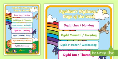 Days of the Week Display Poster English/Welsh (teacher made)