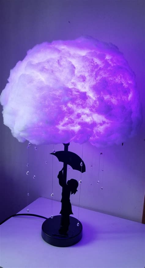 Table top, Rain Cloud Lamp with little girl, Night light, Nursery, Bedroom, Dorm room, Glow ...