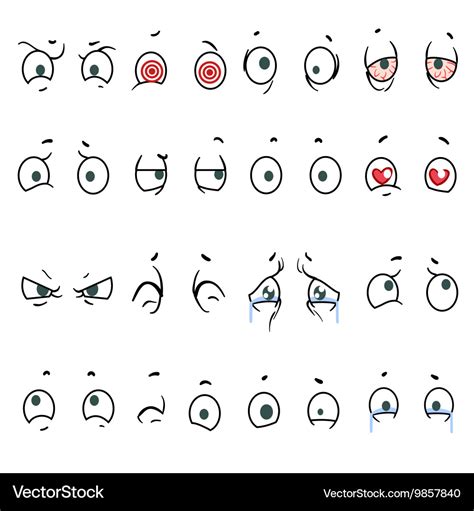 People cartoon eyes in variety expressions Vector Image