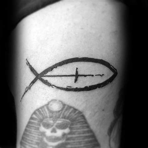 40 Ichthus Tattoo Designs For Men - Jesus Fish Ink Ideas