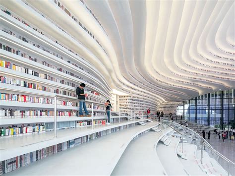 Tianjin Binhai Library Uses Terraced Bookshelves to Play with Light