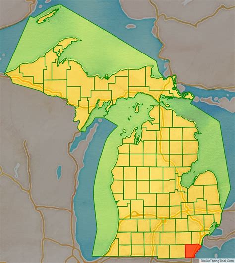 Map of Monroe County, Michigan - Thong Thai Real