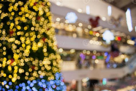 Abstract blurry bokeh Christmas with shopping mall defocused background ...