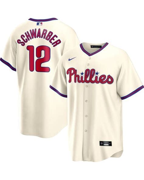 Nike Philadelphia Phillies Kyle Schwarber #12 Cream Alternate Cool Base ...