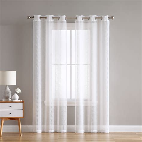 VCNY Home Hatfield Woven Sheer Stripe Grommet Curtain Panel Pair, 76 x 63, White - Walmart.com ...