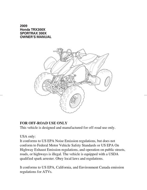 HONDA TRX300X OWNER'S MANUAL Pdf Download | ManualsLib