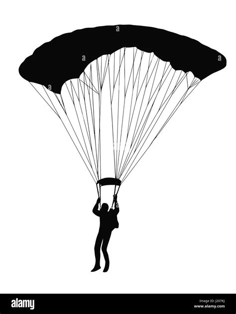 Silhouette of sky diver with open parachute Stock Vector Art ...