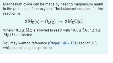 Solved Magnesium oxide can be made by heating magnesium | Chegg.com