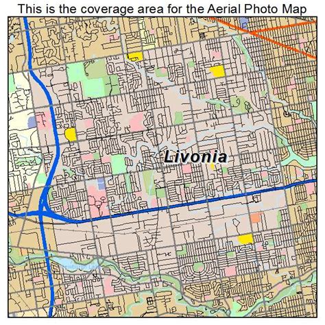 Aerial Photography Map of Livonia, MI Michigan