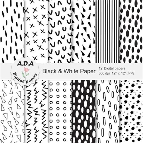 Black and White Paper Black and White Scrapbooking Paper | Etsy