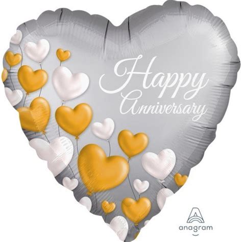 Anniversary Party Decorations - Shaped Balloon Satin Platinum Heart