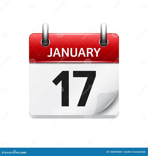 January 17. Vector Flat daily Calendar Icon. Date and Time, Day, Month ...