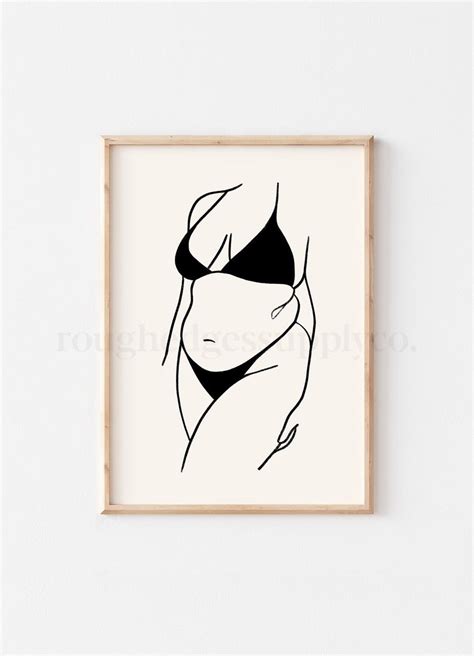 Body Positive Line Art, Female Figure Art Print, Minimalist Wall Art ...