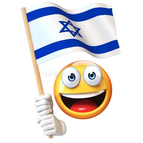 Emoji Holding Israel Flag, Emoticon Waving National Flag of Israel 3d ...