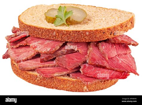 SALT BEEF SANDWICH ON RYE BREAD CUT OUT Stock Photo - Alamy