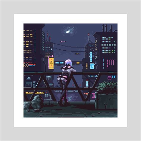 Dreaming Away in Night City, an art print by Pixel Art Journey - INPRNT